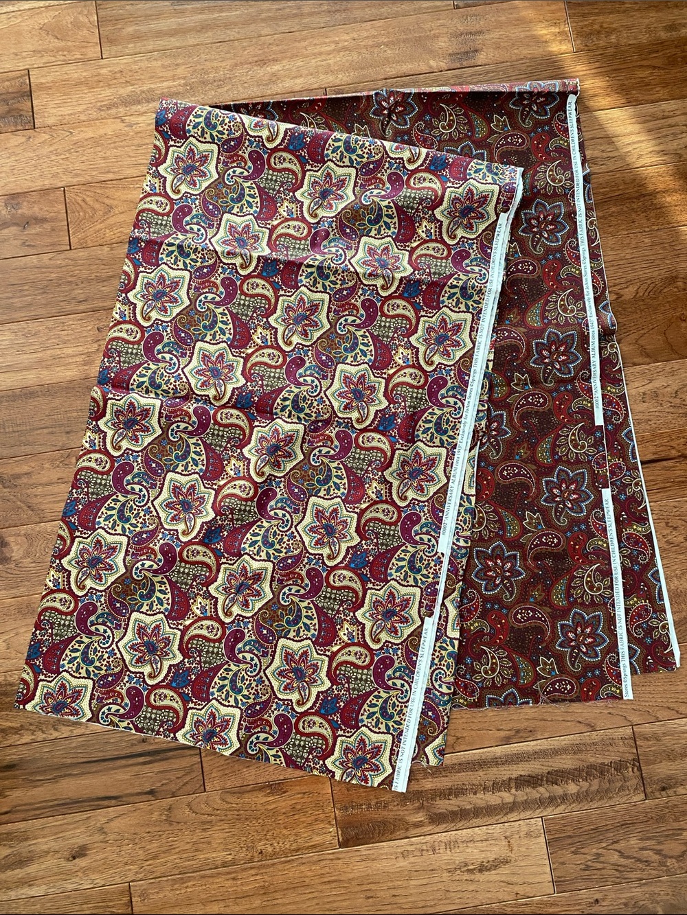 “Circa 1943” Paisley Floral cotton Fabric Bundle in Burgundy & Cream 12 feet